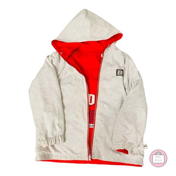 Boys Reversible Red and Grey Teddy Bear Jacket - Picture 4 of 6